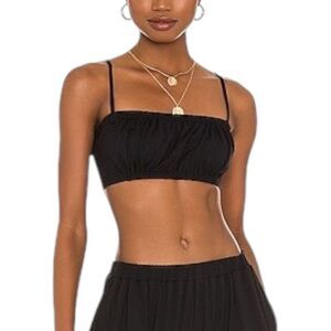 NEW Susana Monaco Gathered Crop String Top in Black XS